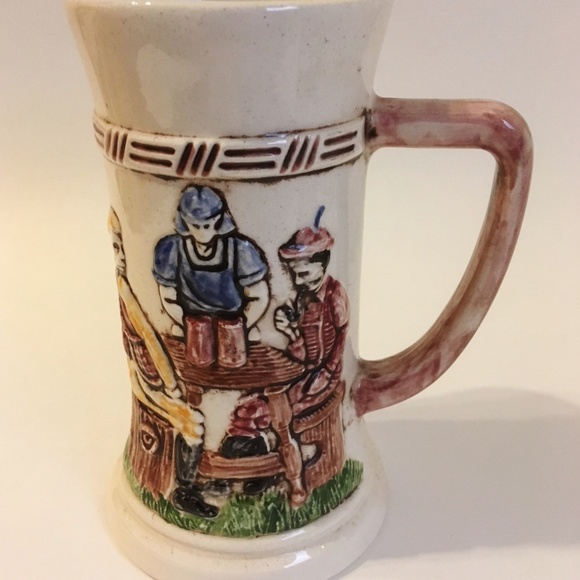 Beer Stein Ceramic Cup Collectible Mug Vintage Relief Bar Maid Tavern Tankard - Picture 1 of 8